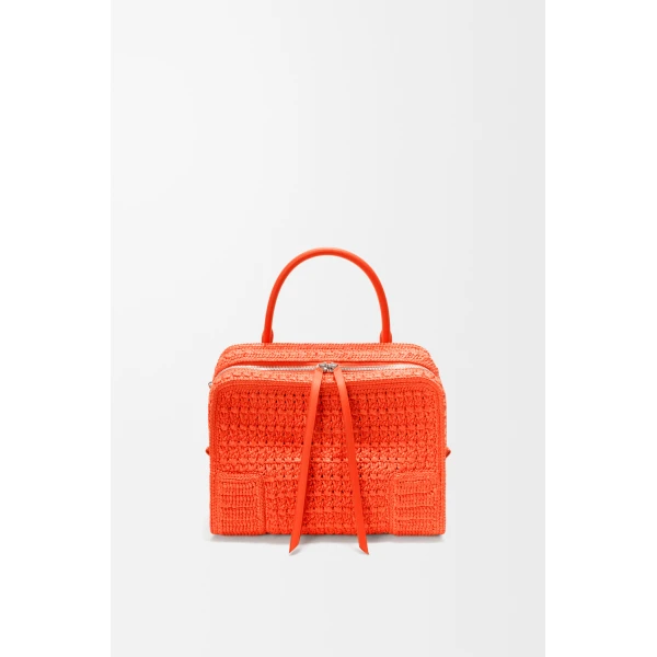 Loewe Medium Amazona 180 Lazy Crab bag in raffia crochet, Vivid Orange | Totes & Top-Handle Bags | Coveti