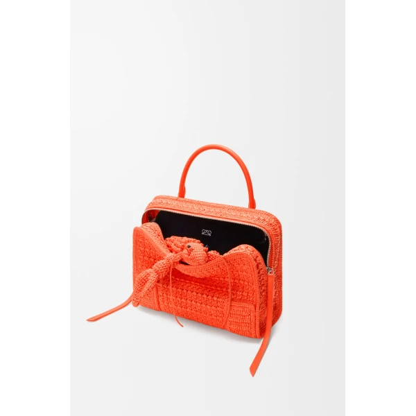 Loewe Medium Amazona 180 Lazy Crab bag in raffia crochet, Vivid Orange | Totes & Top-Handle Bags | Coveti