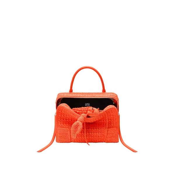 Loewe Medium Amazona 180 Lazy Crab bag in raffia crochet, Vivid Orange | Totes & Top-Handle Bags | Coveti