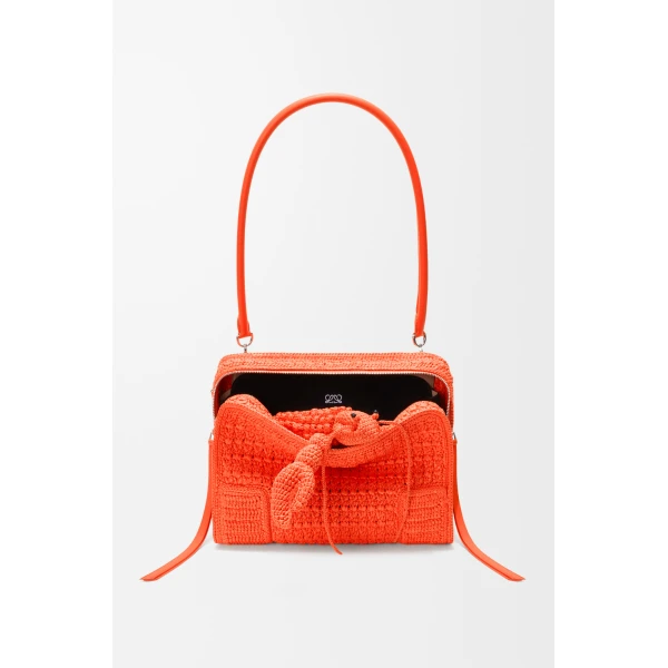 Loewe Medium Amazona 180 Lazy Crab bag in raffia crochet, Vivid Orange | Totes & Top-Handle Bags | Coveti
