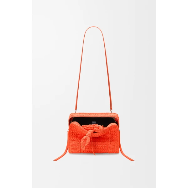 Loewe Medium Amazona 180 Lazy Crab bag in raffia crochet, Vivid Orange | Totes & Top-Handle Bags | Coveti