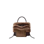 Loewe Medium Amazona 180 bag in soft calfskin and shearling, Brown/Dark Chestnut | Totes & Top-Handle Bags | Coveti