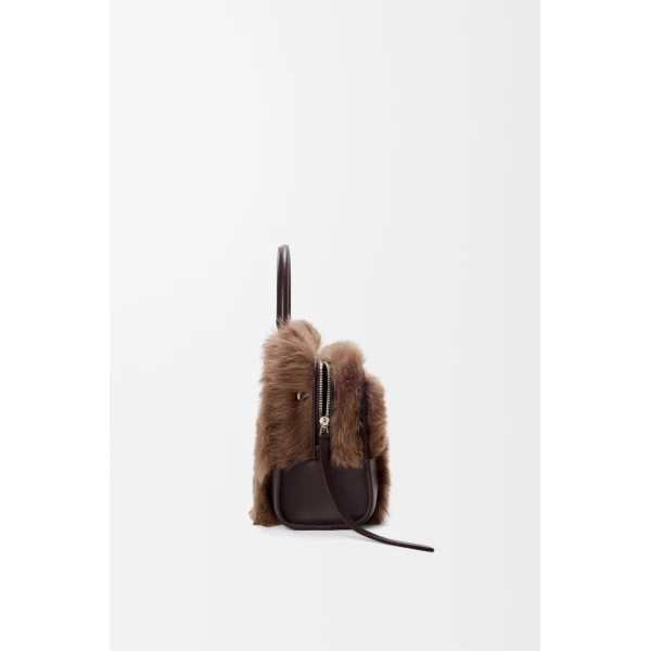 Loewe Medium Amazona 180 bag in soft calfskin and shearling, Brown/Dark Chestnut | Totes & Top-Handle Bags | Coveti