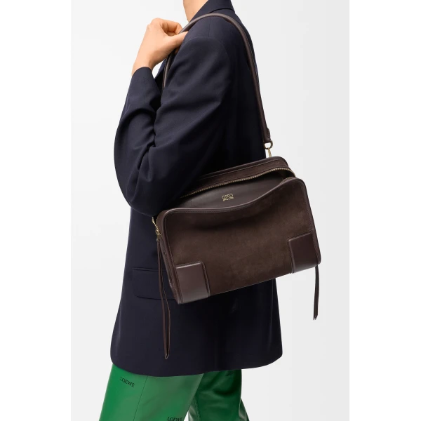 Loewe Medium Amazona 180 bag in suede, Dark Chestnut | Totes & Top-Handle Bags | Coveti