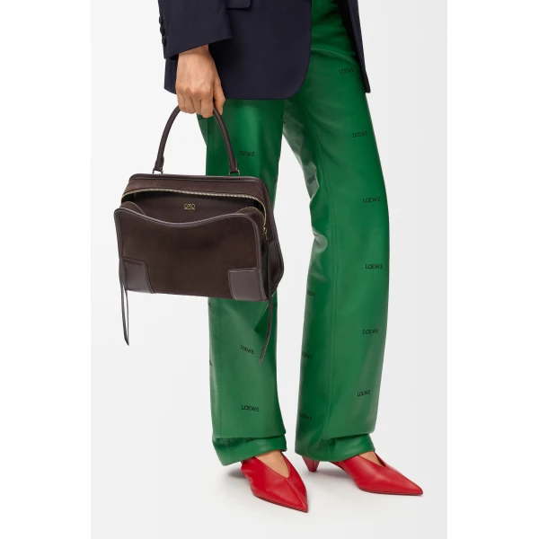 Loewe Medium Amazona 180 bag in suede, Dark Chestnut | Totes & Top-Handle Bags | Coveti