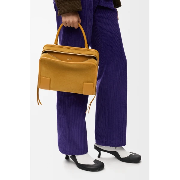 Loewe Medium Amazona 180 bag in suede, Ochre | Totes & Top-Handle Bags | Coveti