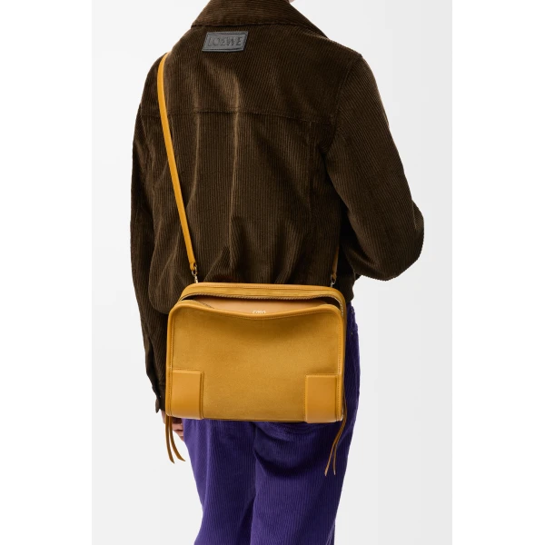 Loewe Medium Amazona 180 bag in suede, Ochre | Totes & Top-Handle Bags | Coveti