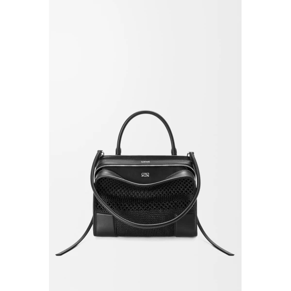 Loewe Medium Amazona 180 bag in woven calfskin, Black | Totes & Top-Handle Bags | Coveti