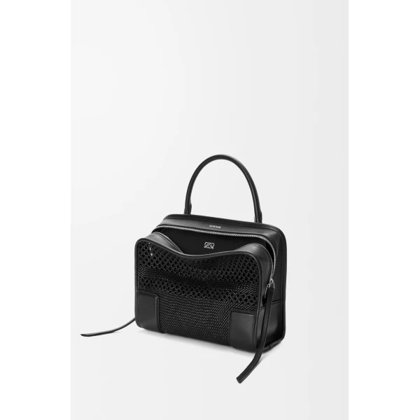 Loewe Medium Amazona 180 bag in woven calfskin, Black | Totes & Top-Handle Bags | Coveti