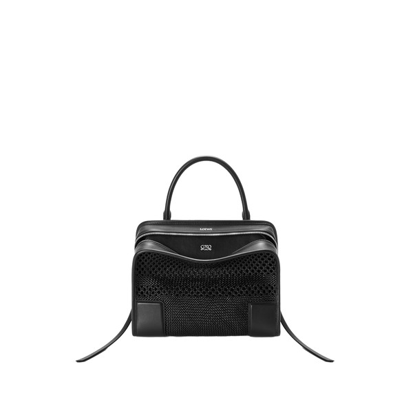 Loewe Medium Amazona 180 bag in woven calfskin, Black | Totes & Top-Handle Bags | Coveti
