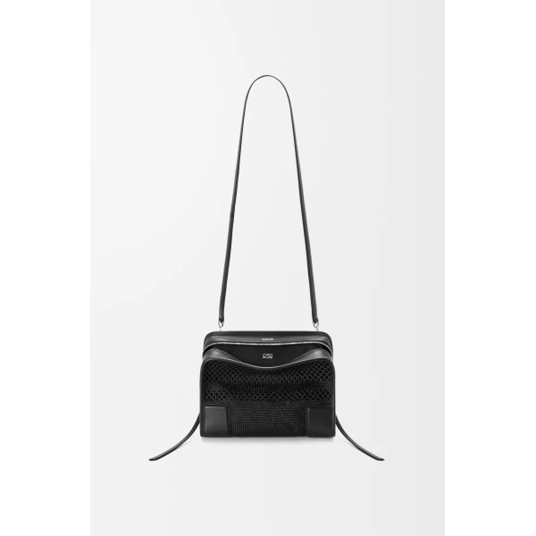 Loewe Medium Amazona 180 bag in woven calfskin, Black | Totes & Top-Handle Bags | Coveti