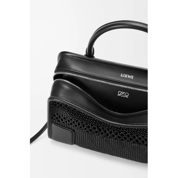 Loewe Medium Amazona 180 bag in woven calfskin, Black | Totes & Top-Handle Bags | Coveti