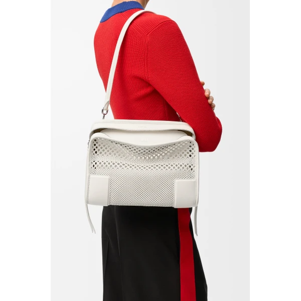 Loewe Medium Amazona 180 bag in woven calfskin, Soft White | Totes & Top-Handle Bags | Coveti