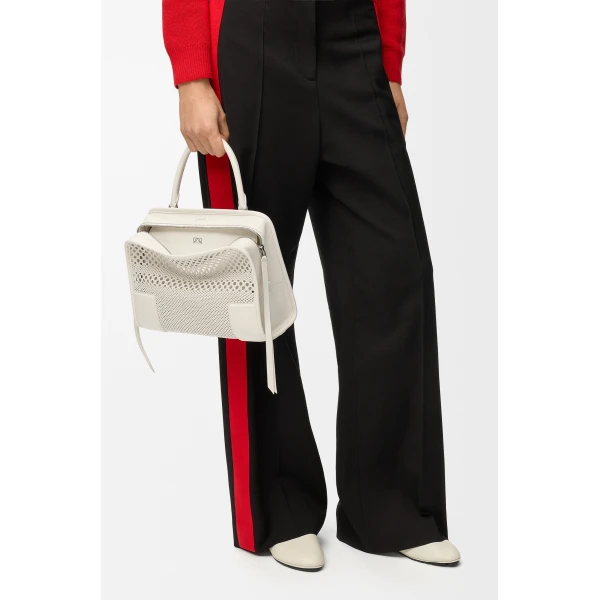 Loewe Medium Amazona 180 bag in woven calfskin, Soft White | Totes & Top-Handle Bags | Coveti