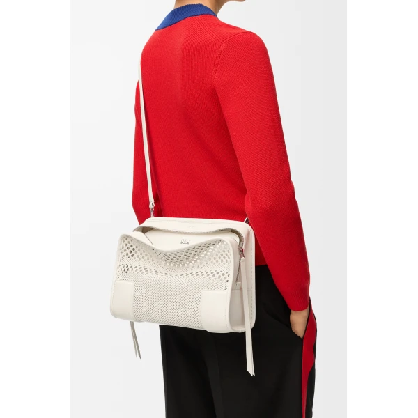 Loewe Medium Amazona 180 bag in woven calfskin, Soft White | Totes & Top-Handle Bags | Coveti