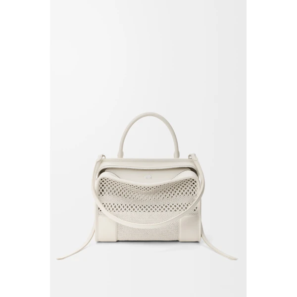 Loewe Medium Amazona 180 bag in woven calfskin, Soft White | Totes & Top-Handle Bags | Coveti