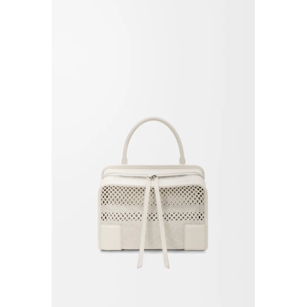 Loewe Medium Amazona 180 bag in woven calfskin, Soft White | Totes & Top-Handle Bags | Coveti