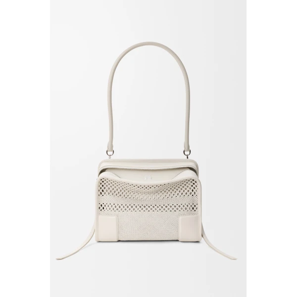 Loewe Medium Amazona 180 bag in woven calfskin, Soft White | Totes & Top-Handle Bags | Coveti
