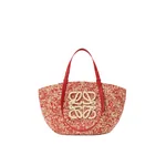 Loewe Medium Eclipse basket in raffia and calfskin, Red | Totes & Top-Handle Bags | Coveti