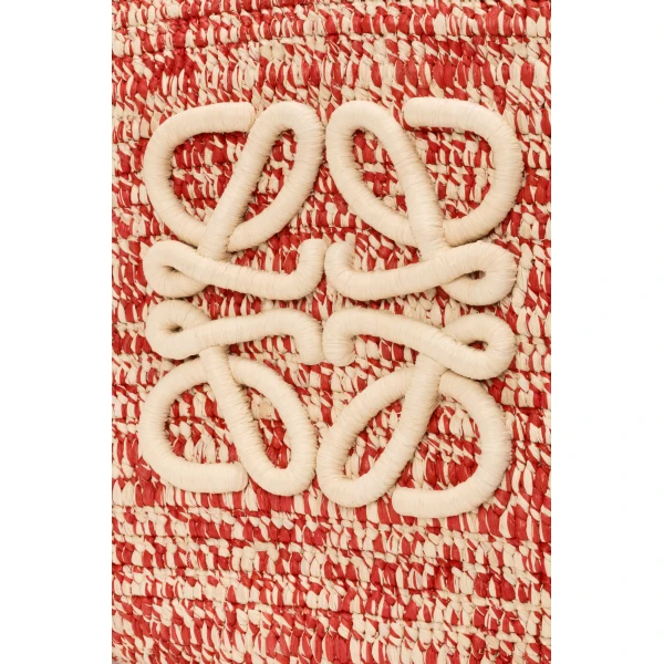 Loewe Medium Eclipse basket in raffia and calfskin, Red | Totes & Top-Handle Bags | Coveti