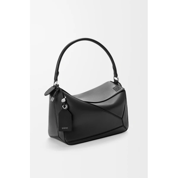 Loewe Medium Featherlight Puzzle bag in nappa lambskin, Black | Shoulder & Crossbody Bags | Coveti