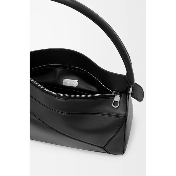 Loewe Medium Featherlight Puzzle bag in nappa lambskin, Black | Shoulder & Crossbody Bags | Coveti