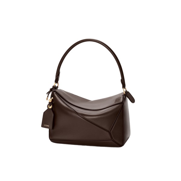 Loewe Medium Featherlight Puzzle bag in nappa lambskin, Dark Chestnut | Shoulder & Crossbody Bags | Coveti