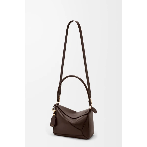Loewe Medium Featherlight Puzzle bag in nappa lambskin, Dark Chestnut | Shoulder & Crossbody Bags | Coveti