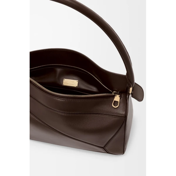 Loewe Medium Featherlight Puzzle bag in nappa lambskin, Dark Chestnut | Shoulder & Crossbody Bags | Coveti