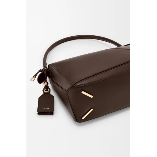 Loewe Medium Featherlight Puzzle bag in nappa lambskin, Dark Chestnut | Shoulder & Crossbody Bags | Coveti