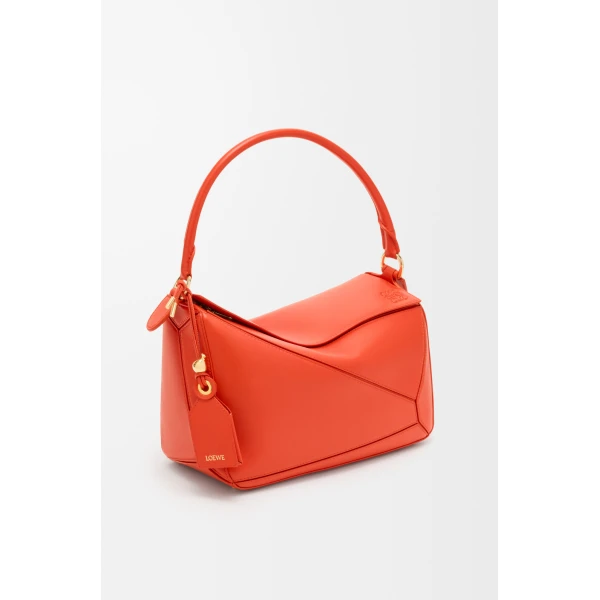Loewe Medium Featherlight Puzzle bag in nappa lambskin, Deep Saffron | Shoulder & Crossbody Bags | Coveti