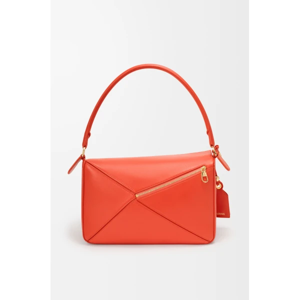 Loewe Medium Featherlight Puzzle bag in nappa lambskin, Deep Saffron | Shoulder & Crossbody Bags | Coveti