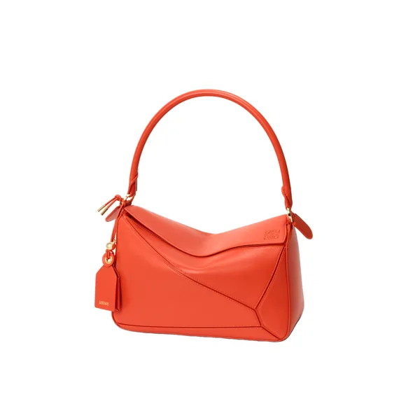 Loewe Medium Featherlight Puzzle bag in nappa lambskin, Deep Saffron | Shoulder & Crossbody Bags | Coveti