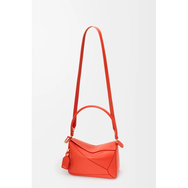 Loewe Medium Featherlight Puzzle bag in nappa lambskin, Deep Saffron | Shoulder & Crossbody Bags | Coveti