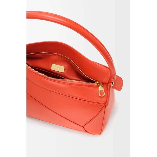 Loewe Medium Featherlight Puzzle bag in nappa lambskin, Deep Saffron | Shoulder & Crossbody Bags | Coveti