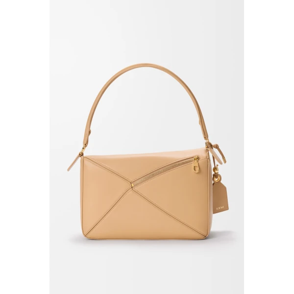 Loewe Medium Featherlight Puzzle bag in nappa lambskin, Silk Beige | Shoulder & Crossbody Bags | Coveti