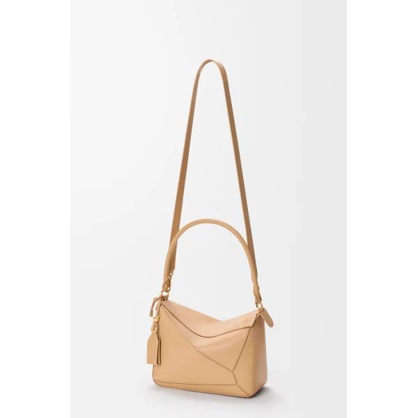 Loewe Medium Featherlight Puzzle bag in nappa lambskin, Silk Beige | Shoulder & Crossbody Bags | Coveti