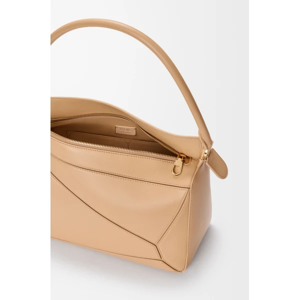 Loewe Medium Featherlight Puzzle bag in nappa lambskin, Silk Beige | Shoulder & Crossbody Bags | Coveti