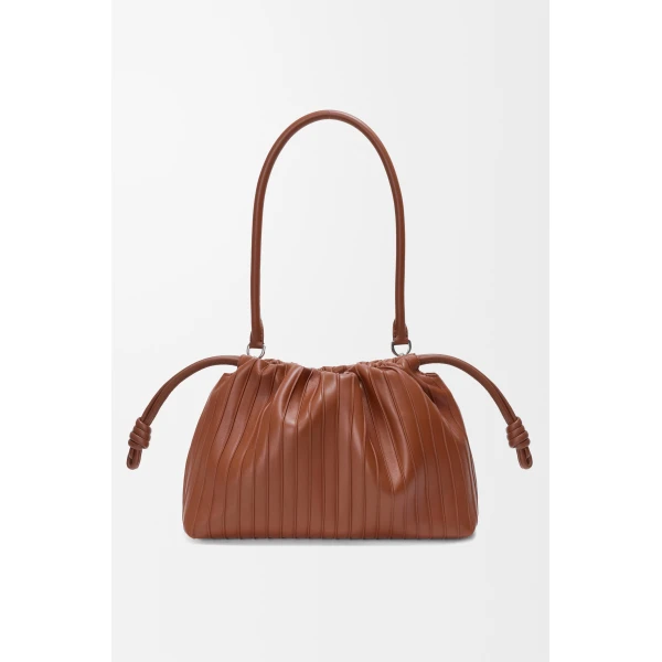 Loewe Medium Flamenco Pleats purse in nappa lambskin, Pecan | Shoulder & Crossbody Bags | Coveti