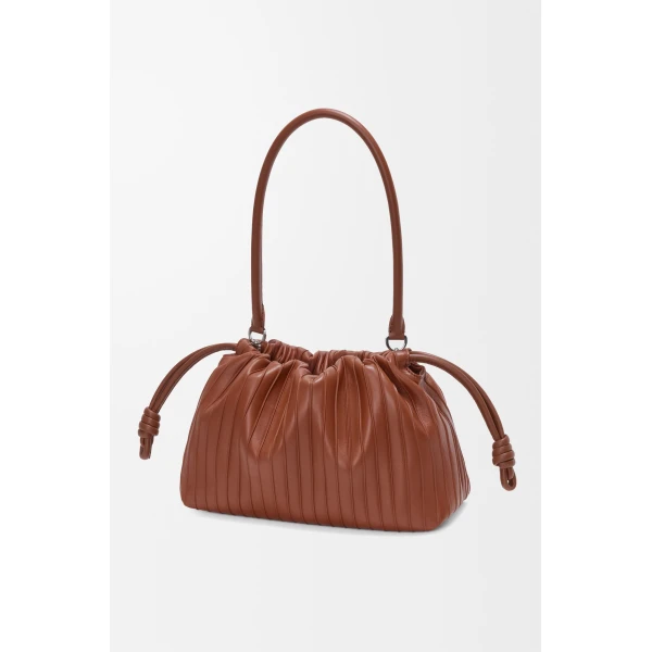 Loewe Medium Flamenco Pleats purse in nappa lambskin, Pecan | Shoulder & Crossbody Bags | Coveti
