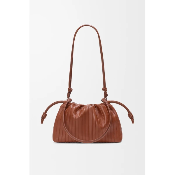 Loewe Medium Flamenco Pleats purse in nappa lambskin, Pecan | Shoulder & Crossbody Bags | Coveti