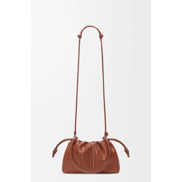 Loewe Medium Flamenco Pleats purse in nappa lambskin, Pecan | Shoulder & Crossbody Bags | Coveti