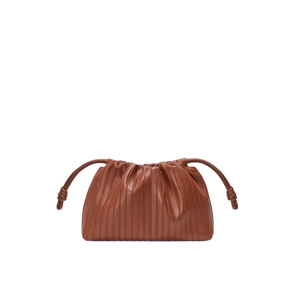Loewe Medium Flamenco Pleats purse in nappa lambskin, Pecan | Shoulder & Crossbody Bags | Coveti