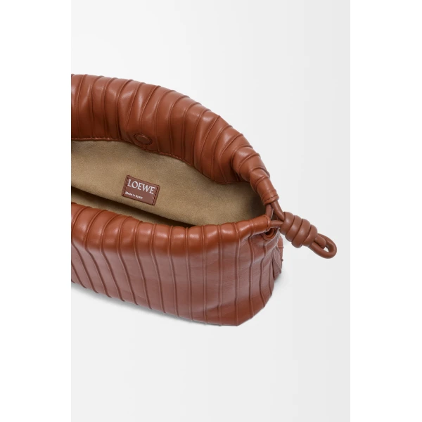 Loewe Medium Flamenco Pleats purse in nappa lambskin, Pecan | Shoulder & Crossbody Bags | Coveti