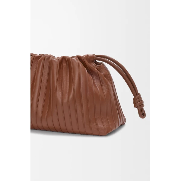 Loewe Medium Flamenco Pleats purse in nappa lambskin, Pecan | Shoulder & Crossbody Bags | Coveti