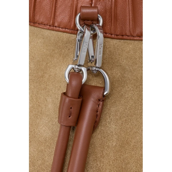 Loewe Medium Flamenco Pleats purse in nappa lambskin, Pecan | Shoulder & Crossbody Bags | Coveti