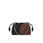 Loewe Medium Lion Beads Flamenco purse in beaded canvas and calfskin, Black/Pecan | Shoulder & Crossbody Bags | Coveti