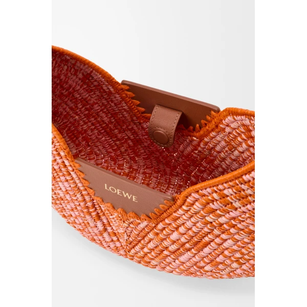 Loewe Medium Loewe Swing bag in raffia and calfskin, Bright Orange/Pink | Totes & Top-Handle Bags | Coveti