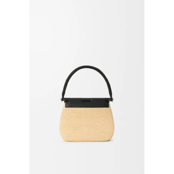 Loewe Medium Pescador bag in raffia and calfskin, Natural/Black | Totes & Top-Handle Bags | Coveti