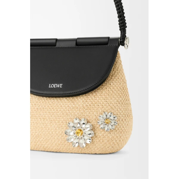Loewe Medium Pescador bag in raffia and calfskin, Natural/Black | Totes & Top-Handle Bags | Coveti